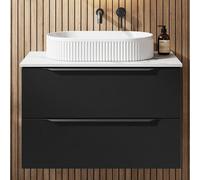 Affine 800mm Countertop Bathroom Vanity Unit Basin Wall Hung Furniture Soft Close Black
