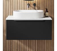 Affine 800mm Countertop Bathroom Vanity Unit Basin Wall Hung Furniture Soft Close Black