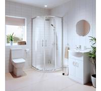 Affine Amelie Bathroom Suite with Luxura Quadrant Enclosure & Alpine Vanity Unit - 900mm