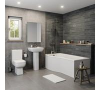 Affine Amelie Bathroom Suite with P Shape Shower Bath - 1700mm Left Hand