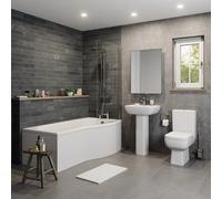 Affine Amelie Bathroom Suite with P Shape Shower Bath - 1700mm Right Hand