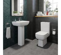 Affine Amelie Cloakroom Suite with Close Coupled Toilet & Full Pedestal Basin