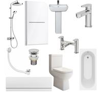 Affine Amelie Complete Bathroom Suite with Single Ended Bath & Mira Form Mixer Shower - 1700mm