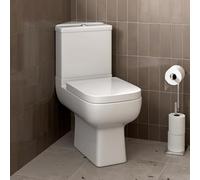 Affine® Amelie Modern Bathroom Cloakroom Close Coupled Corner Toilet Short Projection WC Toilets Soft Close Seat Dual Flush Cistern Square Pan, White Gloss