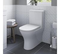 Affine® Arles Modern Bathroom Cloakroom Close Coupled Back to Wall BTW Rimless Toilet WC Toilets Soft Close Seat Dual Flush Cistern D Shape Pan, White Gloss