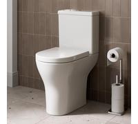 Affine® Arles Rimless Close Coupled Toilet - Modern Comfort Height WC, Short Projection Cloakroom Toilet, Soft Close Quick Release Seat, Dual Flush Cistern, D-Shape Pan, White Gloss