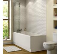 Affine Bathroom 1700mm Single Ended Straight Bath 4mm Glass Screen Front Panel White