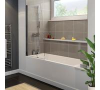Affine Bathroom 1700mm Single Ended Straight Bath 6mm Shower Screen Front Panel White