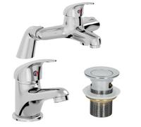 Affine Bathroom Basin Mono Mixer Tap Bath Mixer Tap Slotted Waste Chrome Single Lever