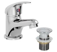 Affine Bathroom Basin Sink Mono Mixer Tap Slotted Waste Chrome Curved Single Lever