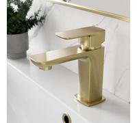 Affine Bathroom Cloakroom Basin Mixer Tap Square Single Lever Handle Brushed Brass