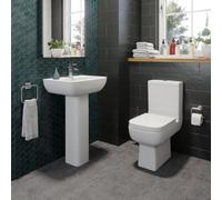Affine Bathroom Cloakroom Suite Modern Close Coupled Toilet And Ceramic Basin Sink Set