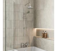 Affine Bathroom Mixer Shower Kit Adjust Riser Rail Hose Chrome Round Dual Head Chrome