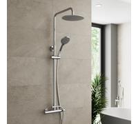 Affine Bathroom Shower Mixer Thermostatic Set Twin Head Chrome Exposed Valve Round Set