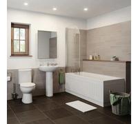 Affine Bathroom Suite Close Coupled Toilet Basin Pedestal Single Ended Bath White 1700