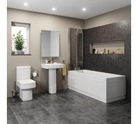 Affine Bathroom Suite Toilet Basin Sink Full Pedestal 1700 mm Single Ended Bath Modern