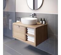 Affine Bathroom Wall Hung Vanity Unit White Basin Cabinet Storage Drawer Shelf 800mm