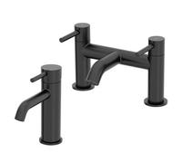 Affine Boden Bathroom Bath Filler Basin Mixer Tap Set Deck Mounted Round Modern Black