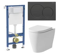 Affine Bordeaux Back to Wall Toilet with Geberit Concealed Cistern and Alpha01 Flush Plate Black