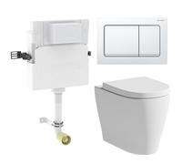 Affine Bordeaux Rimless Back to Wall Toilet with Geberit Concealed Cistern and Flush Plate White