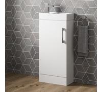 Affine Cloakroom Freestanding Vanity Unit Modern Bathroom Compact Basin Sink White