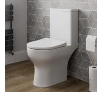 Affine Close Coupled Rimless Toilet D Shape Soft Close Dual Flush Modern Bathroom White