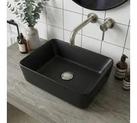 Affine® Countertop Basin for Bathroom and Cloakroom Hand Wash Basins Sink Modern Matt Black Rectangular 480 x 370mm