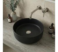 Affine® Countertop Basin for Bathroom and Cloakroom Hand Wash Basins Sink Modern Matt Black Round 352 x 352mm