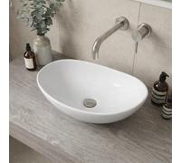 Affine® Countertop Basin for Bathroom and Cloakroom Hand Wash Basins Sink Modern White Gloss Oval, 410 x 330mm