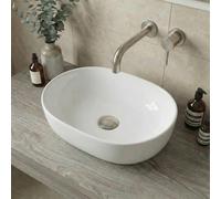 Affine® Countertop Basin for Bathroom and Cloakroom Hand Wash Basins Sink Modern White Gloss Oval, 480 x 350mm