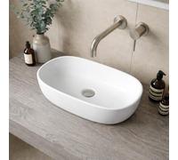 Affine® Countertop Basin for Bathroom and Cloakroom Hand Wash Basins Sink Modern White Gloss Oval, 600 x 380mm