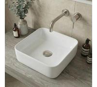 Affine® Countertop Basin for Bathroom and Cloakroom Hand Wash Basins Sink Modern White Gloss Square, 365 x 365mm