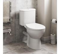 Affine® Essentials Close Coupled Rimless Toilet Space Saving WC Toilets Bathroom Cloakroom Soft Close Seat Dual Flush Cistern Oval Pan Ceramic White Gloss