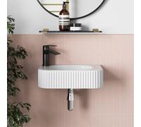 Affine Fluted Wall Hung Basin Gloss White - 446 x 265mm
