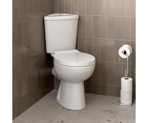 Affine® Forli Modern Bathroom Cloakroom Close Coupled Corner Toilet Space Saving WC Toilets Soft Close Seat Dual Flush Cistern Oval Pan, White Gloss