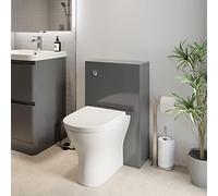 Affine® Forma Modern Bathroom Cloakroom Back to Wall BTW Toilet WC 500mm Furniture Unit D Shape Pan Soft Close Seat Dual Flush Cistern, Grey Gloss