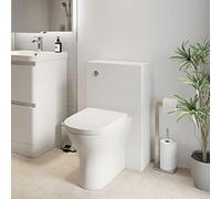 Affine® Forma Modern Bathroom Cloakroom Back to Wall BTW Toilet WC 500mm Furniture Unit D Shape Pan Soft Close Seat Dual Flush Cistern, White Gloss