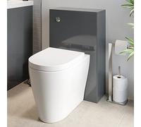Affine® Forma Modern Bathroom Cloakroom Back to Wall BTW Toilet WC 500mm Furniture Unit D Shape Pan Soft Close Seat Dual Flush Cistern, Grey Gloss
