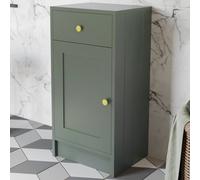 Affine Freestanding Bathroom Storage Unit Cabinet Green Brushed Brass Handles 400mm