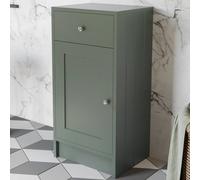 Affine Freestanding Bathroom Storage Unit Cabinet Green With Chrome Handles 400mm