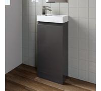 Affine Gloss Grey Floor Standing 400mm Slim Vanity Unit Basin Sink Cloakroom Bathroom