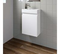 Affine Gloss White Wall Hung 400mm Slimline Vanity Unit Basin Sink Cloakroom Bathroom