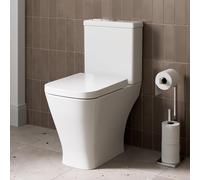 Affine® Marseille Modern Bathroom Cloakroom Close Coupled Rimless Toilet Short Projection WC Toilets Soft Close Seat Dual Flush Cistern Square Pan, White Gloss