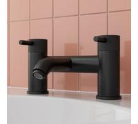 Affine Matt Black Bath Mixer Tap Bathroom Filler Round Twin Lever Modern Luxury Fluted