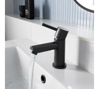 Affine Mini Cloakroom Basin Mixer Tap Round Mono Single Lever Matt Black