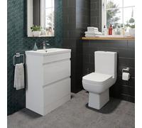 Affine Modern 600mm Bathroom Soft Close Drawer Vanity Unit Basin Toilet Wc Gloss White