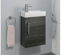 Affine Modern Bathroom Basin Sink Vanity Unit Wall Hung 1 Tap Hole 400mm Charcoal Grey