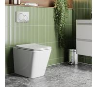 Affine® Modern Bathroom Cloakroom Back to Wall BTW Toilet Space Saving Small WC Toilets, Soft Close Top Fix Seat, Square Pan Ceramic, White Gloss