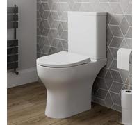 Affine® Modern Bathroom Cloakroom Close Coupled Rimless Toilet WC Short Projection Space Saving Soft Close Seat Dual Flush Cistern D Shape Pan, White