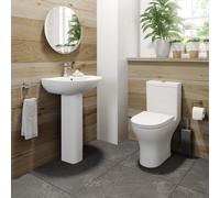 Affine Modern Bathroom Cloakroom Suite Close Coupled Toilet Basin Sink Full Pedestal